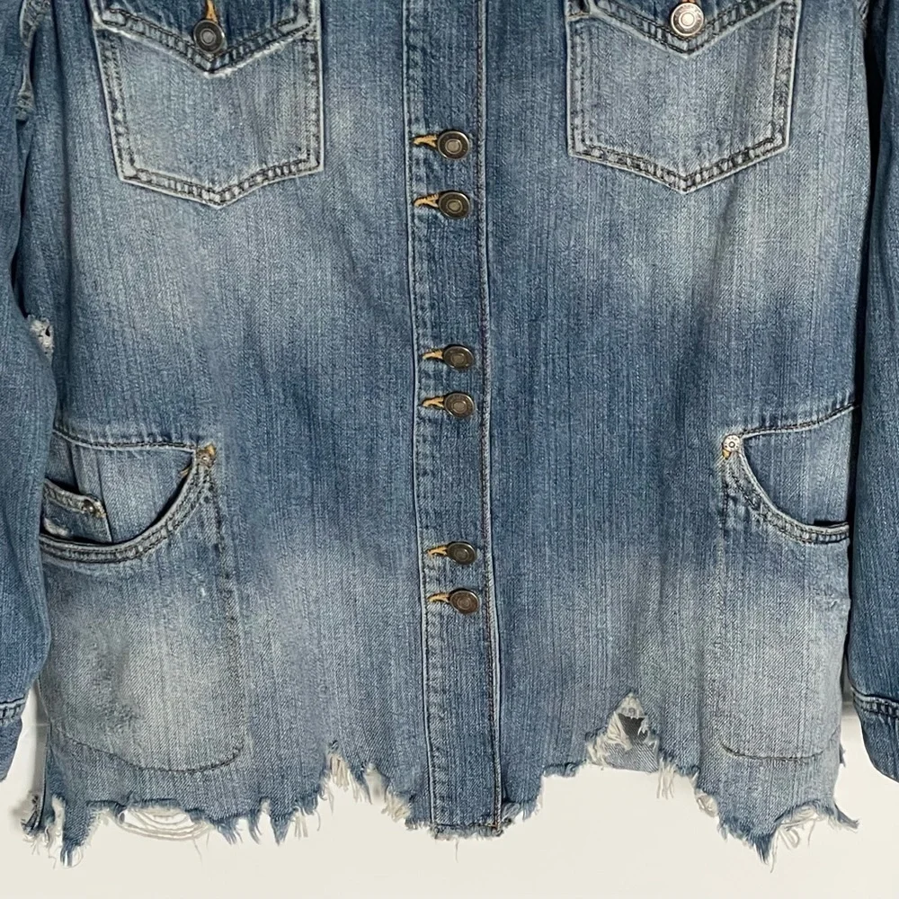 Free People moonchild raw hem western denim jean Jacket 35932